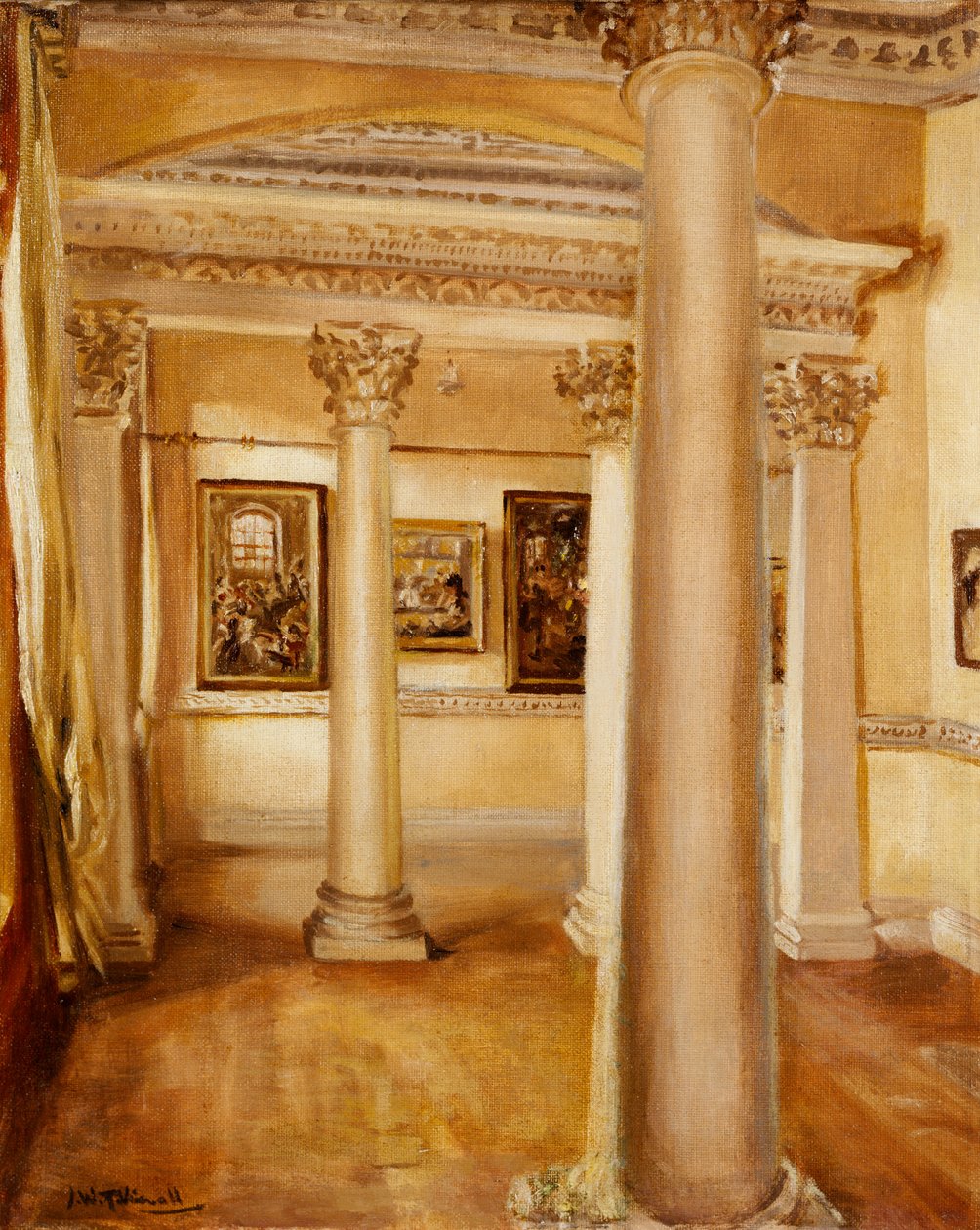 Pillar Drawing Room, Chiswick House (olie på lærred) af Joseph Williams Topham Vinall