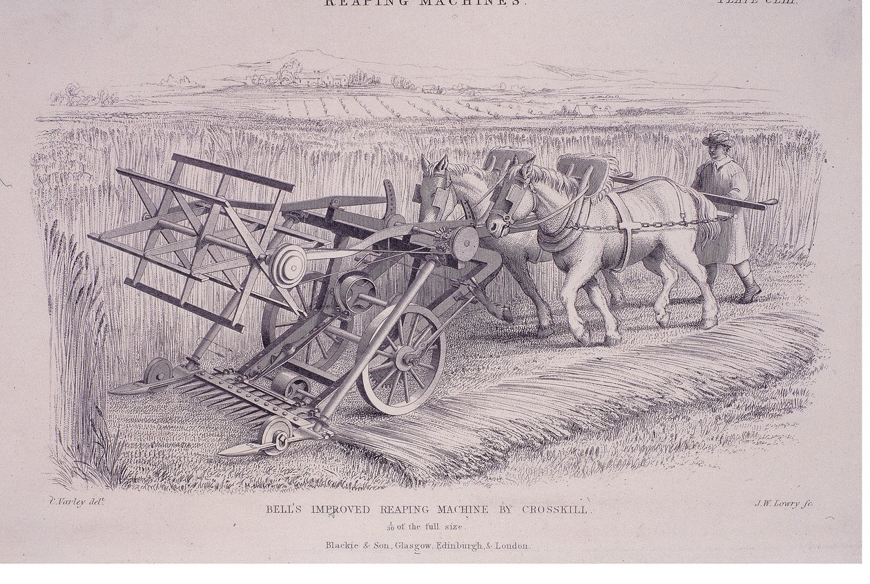 Bells forbedrede høstmaskine fra Crosskill, c1840