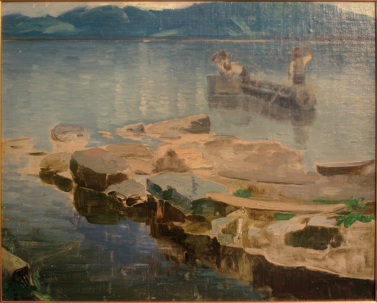 Klippetunge i Eibsee med fiskere af Joseph Wopfner