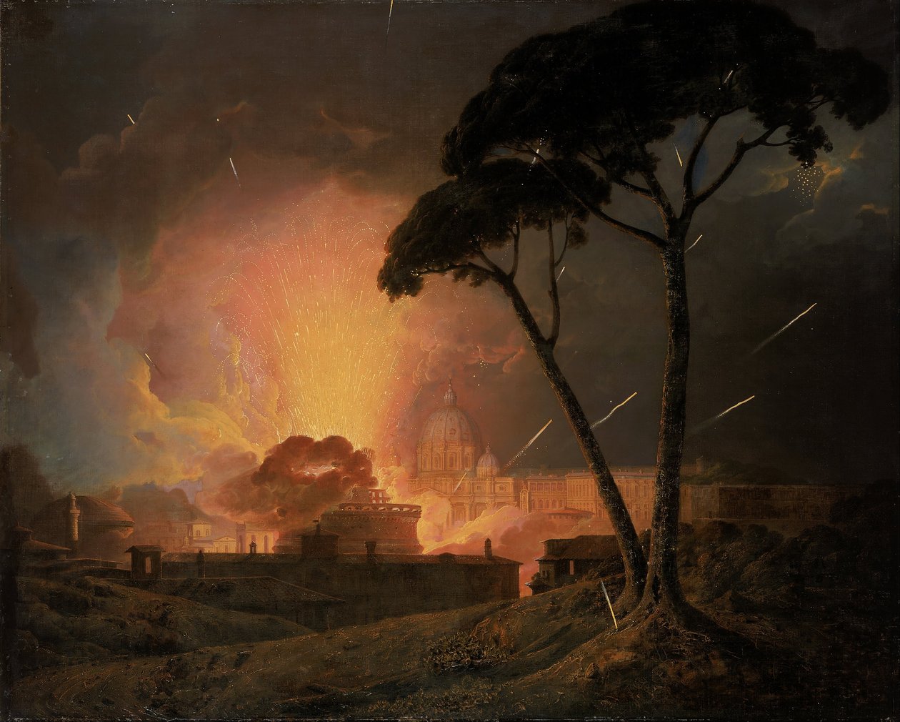 Den årlige Girandola på Castel Sant’Angelo, Rom af Joseph Wright