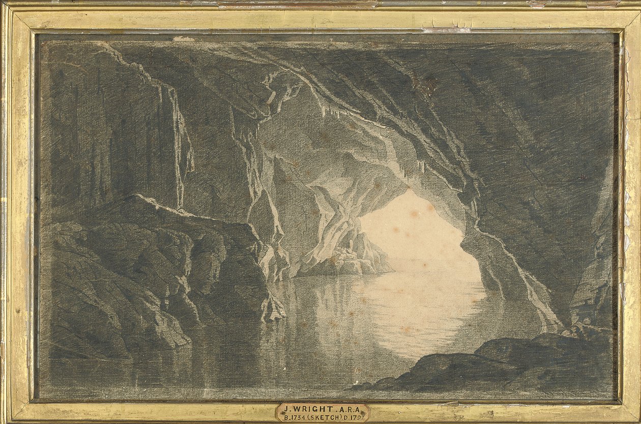 En grotte i Salerno-bugten, aften, ca. 1800 af Joseph Wright of Derby