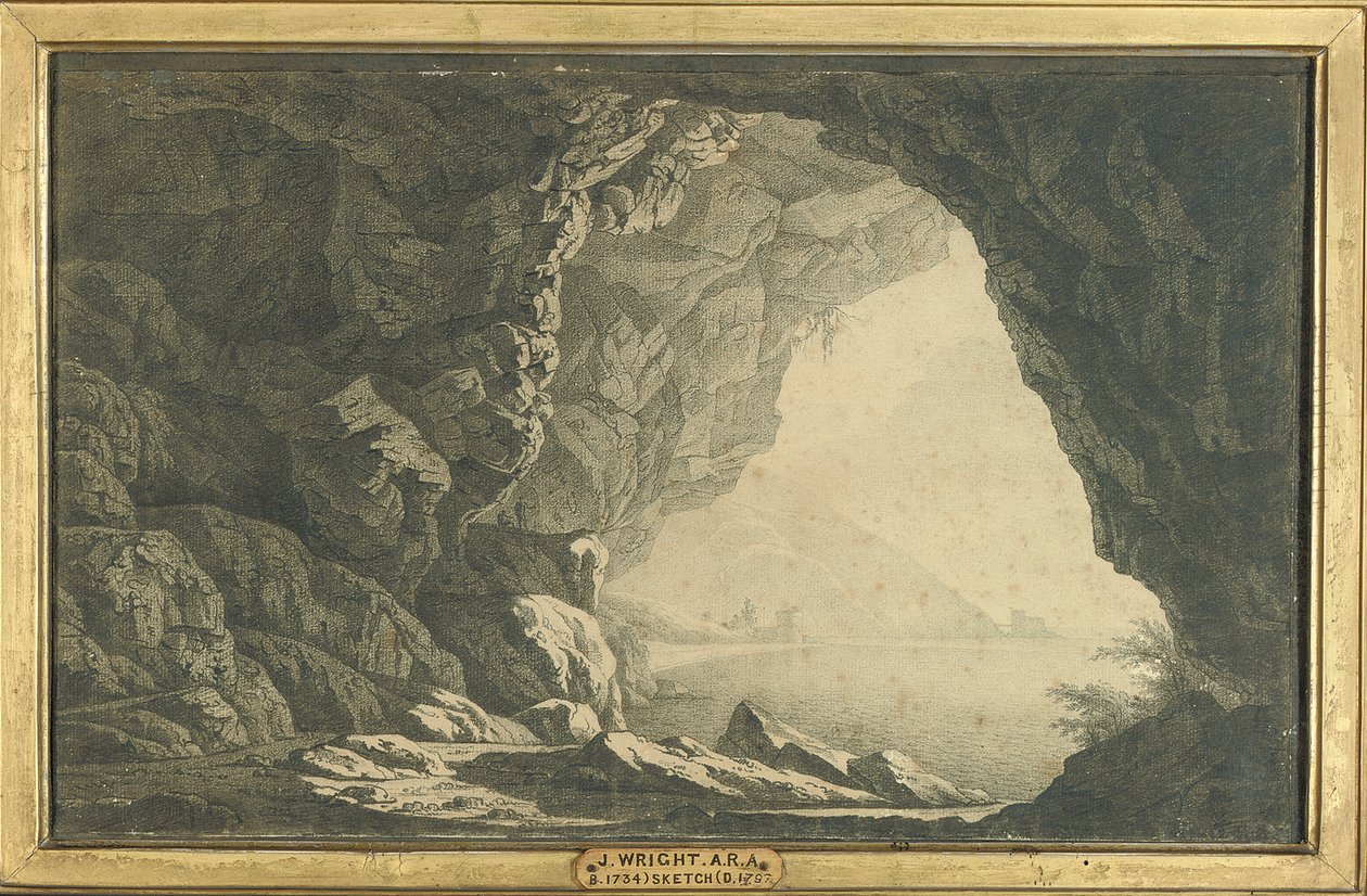 En grotte i Salerno-bugten, morgen, ca. 1800 af Joseph Wright of Derby