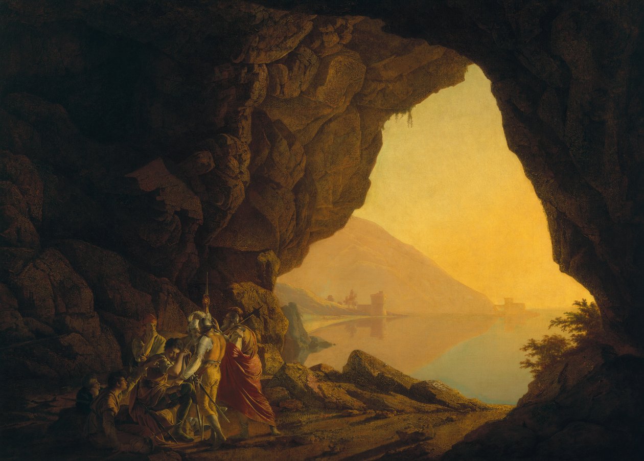 En grotte i kongeriget Napoli, med Banditti, udst. 1778 af Joseph Wright of Derby