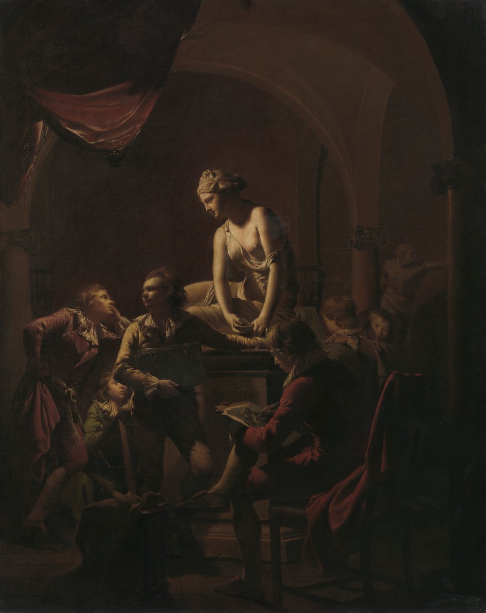 Academy af Lamplight af Joseph Wright of Derby