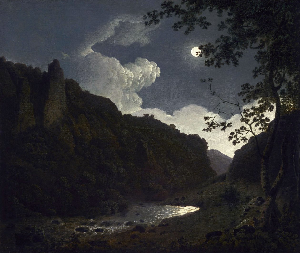 Dovedale i måneskin af Joseph Wright of Derby