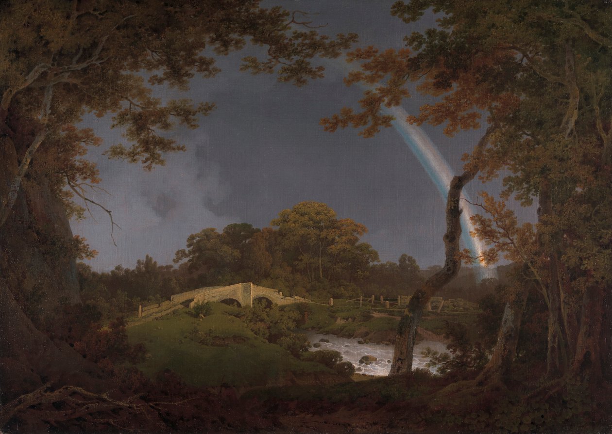 Landskab med en regnbue af Joseph Wright of Derby