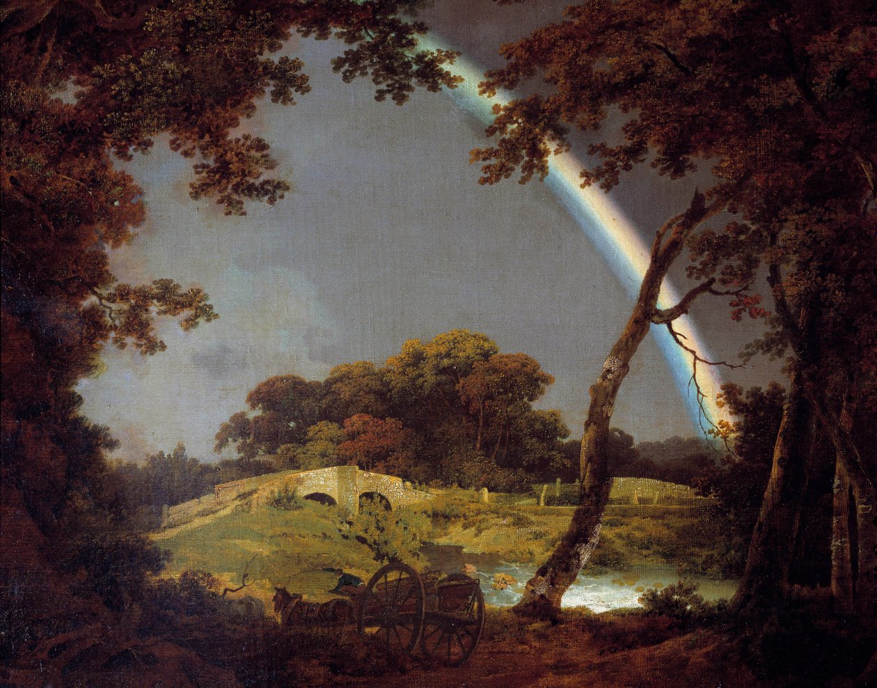 Landskab med regnbuen maleri af Joseph Wright fra Derby (1734-1797) 1794 Derby, Derby museum af Joseph Wright of Derby