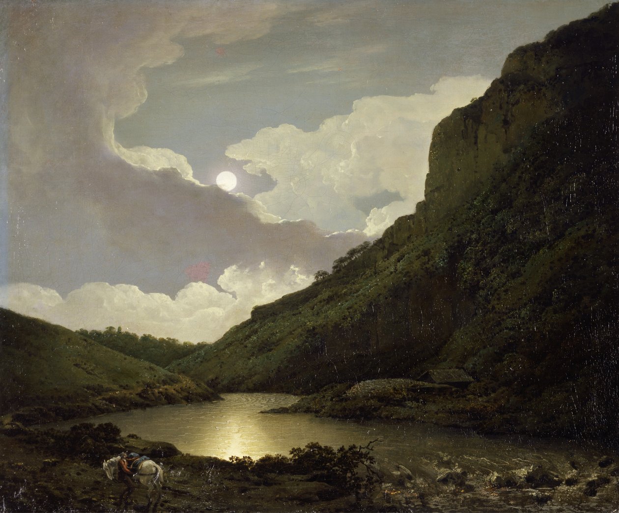 Matlock Tor af Moonlight, ca. 1777-80 (olie på lærred) af Joseph Wright of Derby