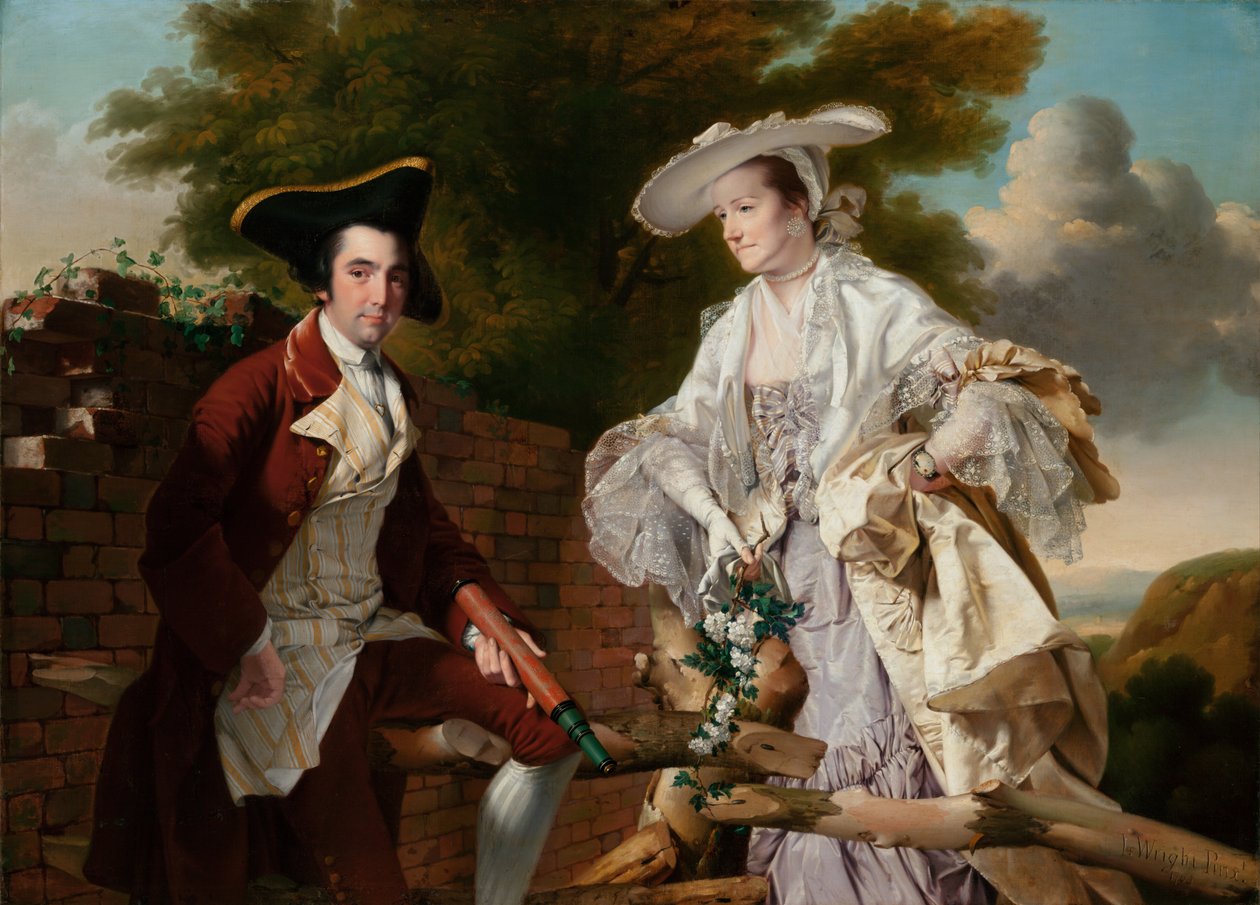 Portræt af Peter Perez Burdett og hans første kone Hannah, 1765 af Joseph Wright of Derby