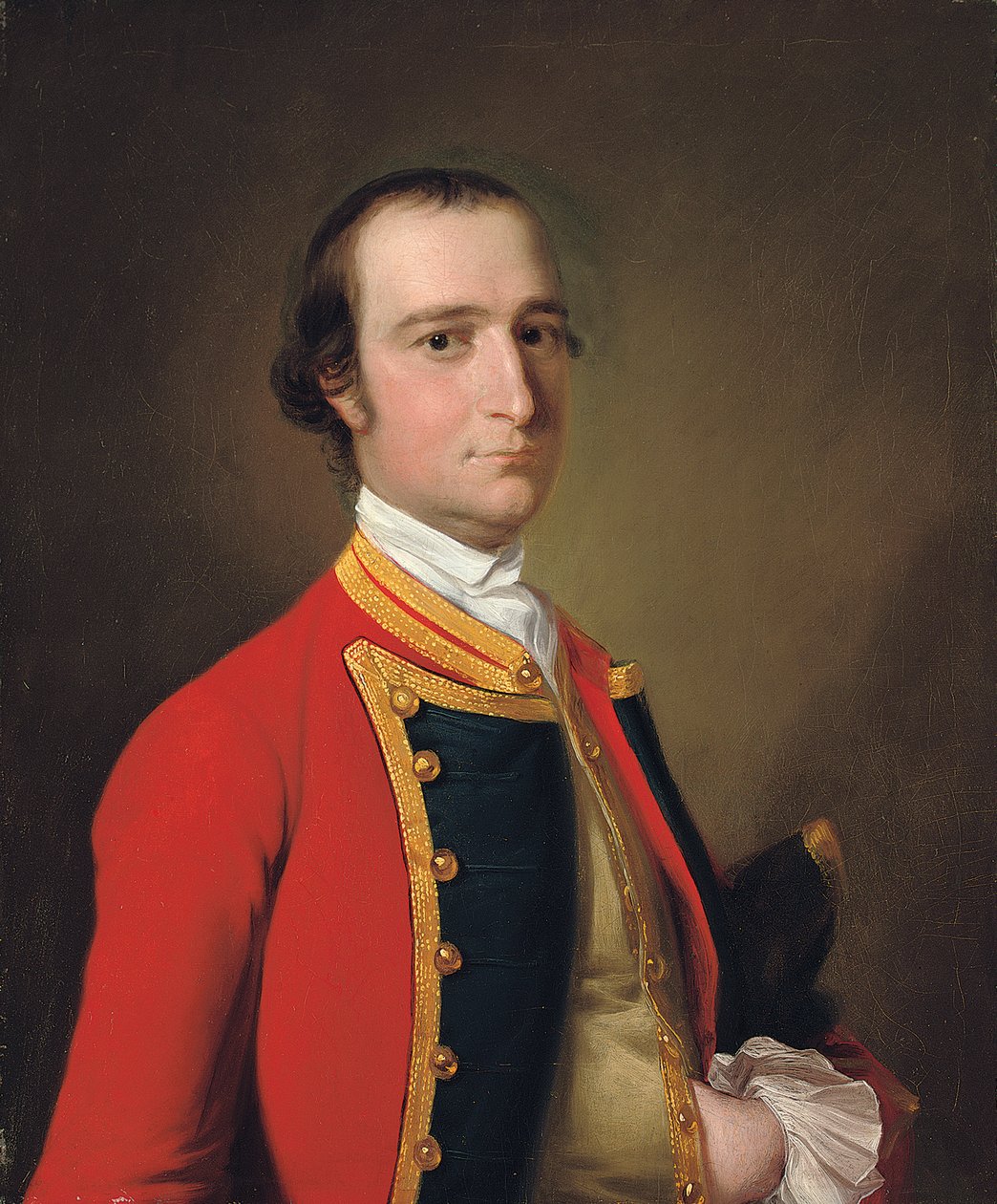 Portræt af en gentleman, traditionelt identificeret som Alexander Baillie of the First Foot, ca. 1761-62 af Joseph Wright of Derby
