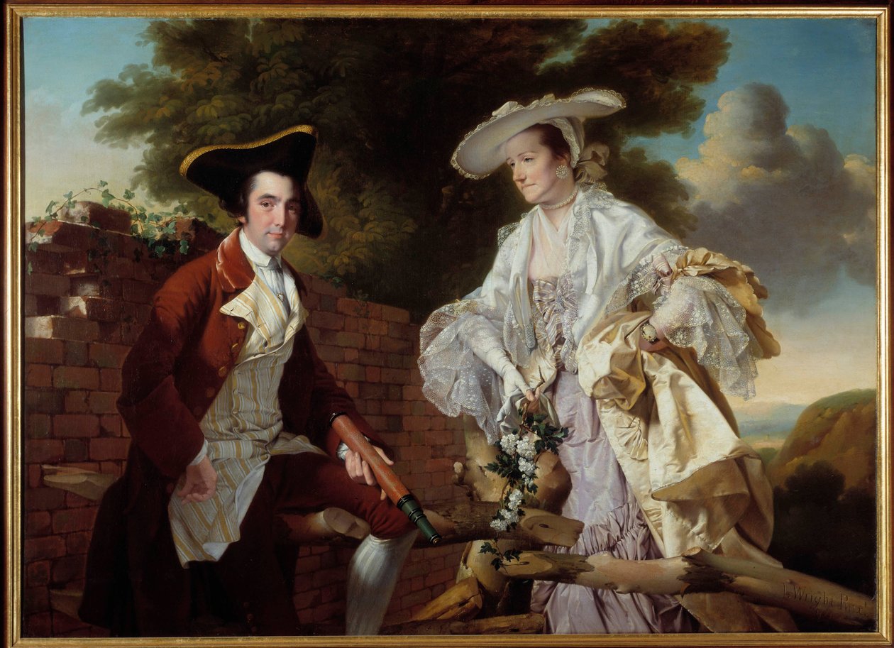 Portræt af kartografen Peter Perez Burdett (1735-1793) og hans kone Hannah Maleri af Joseph Wright af Derby (1734-1797) 1765 Prag, National Gallery af Joseph Wright of Derby