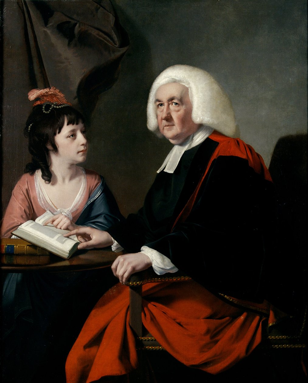 pastor Thomas Wilson (1703-84) og frøken Catherine Macaulay (1731-91) (olie på lærred) af Joseph Wright of Derby