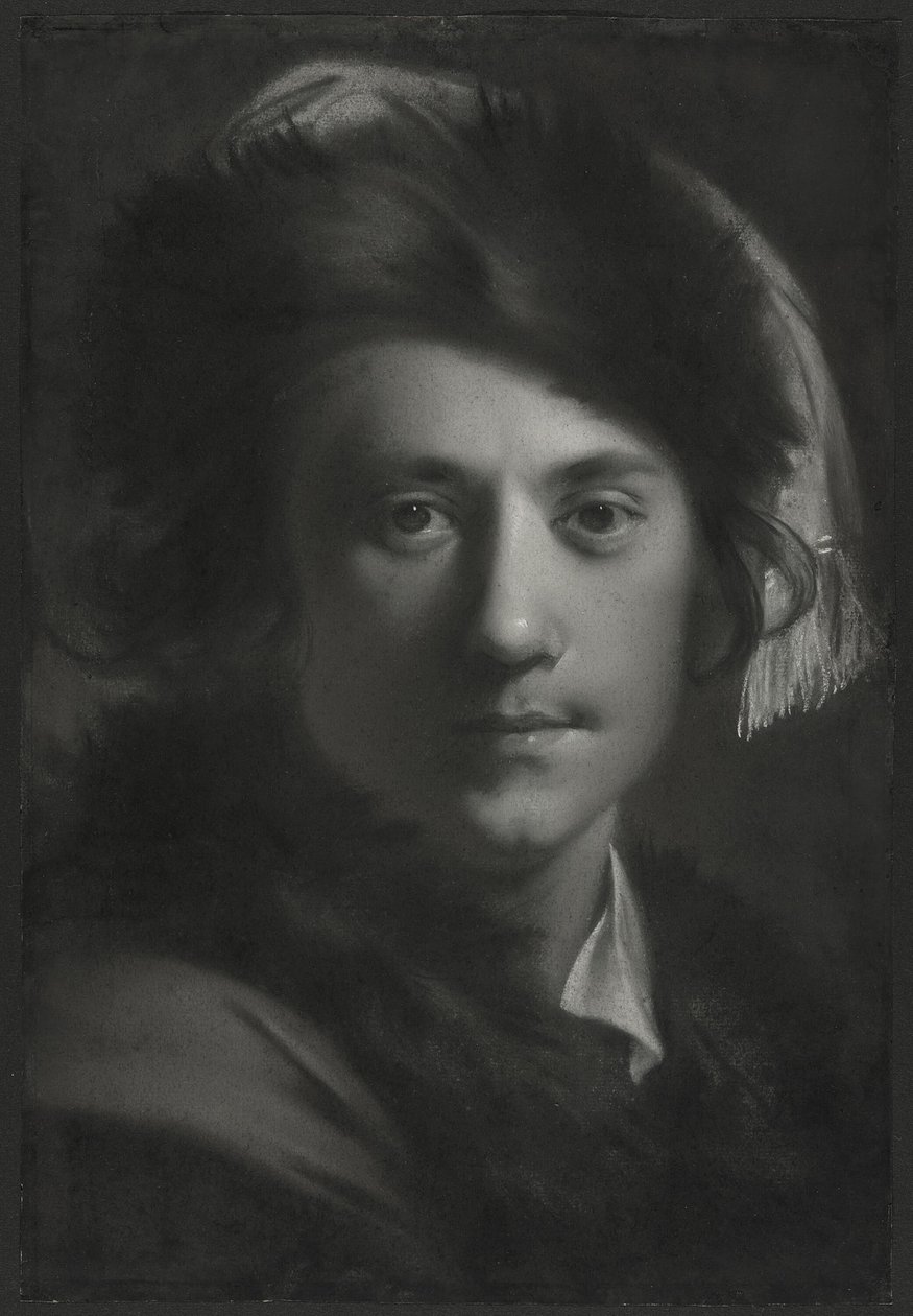 Selvportræt i en pelshue af Joseph Wright of Derby