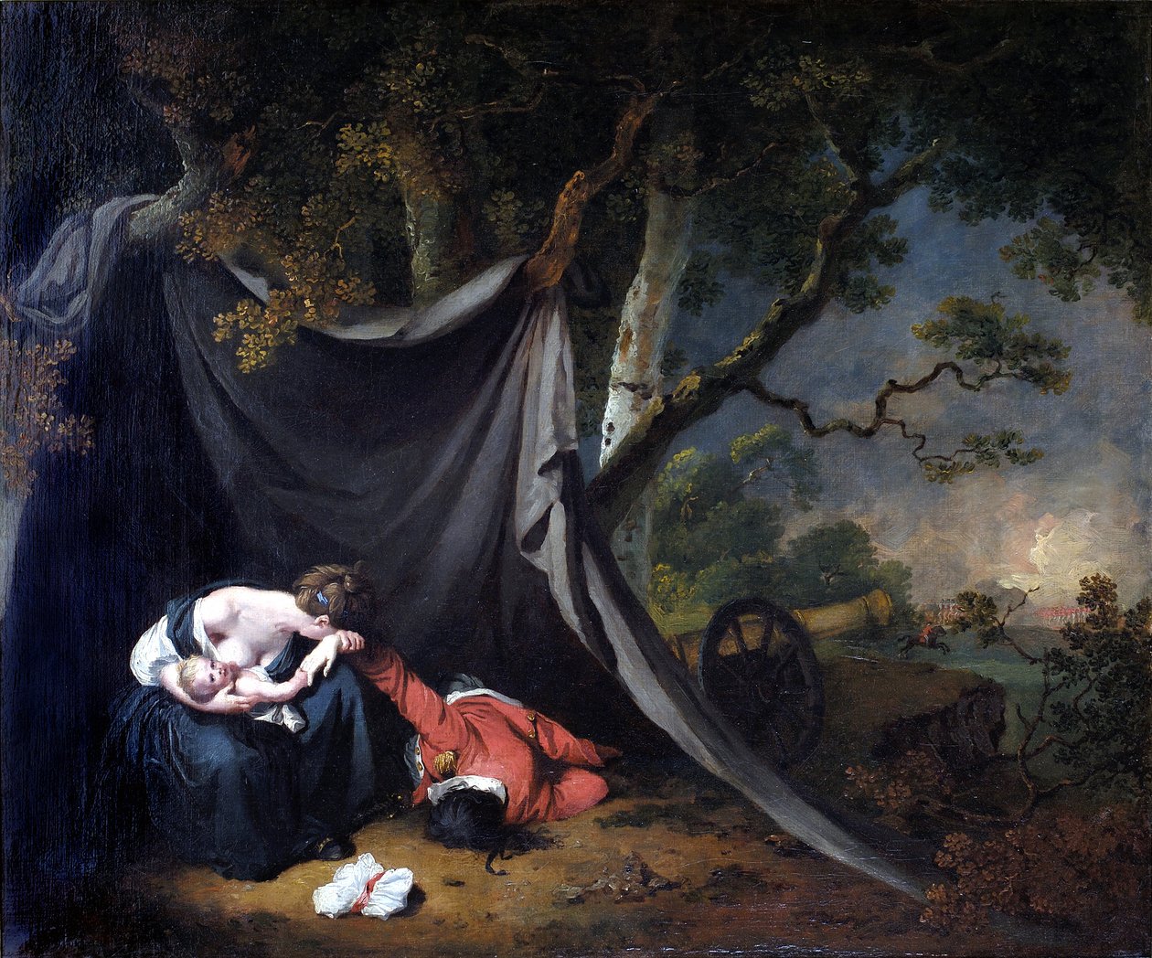 Den døde soldat, ca. 1789 (olie på lærred) af Joseph Wright of Derby