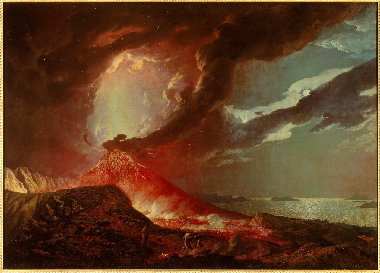 Vesuve-udbruddet med øer i Napoli-bugten i 1776 Maleri af Joseph Wright fra Derby (1734-1797) 1776 Privat samling af Joseph Wright of Derby