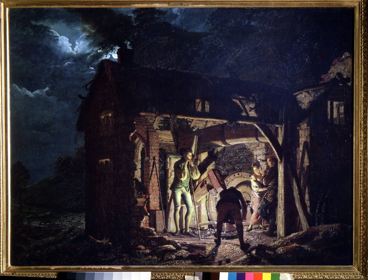 En smedje (En smedje). Maleri af Joseph Wright fra Derby (1734-1797). Olie på lærred af Joseph Wright of Derby