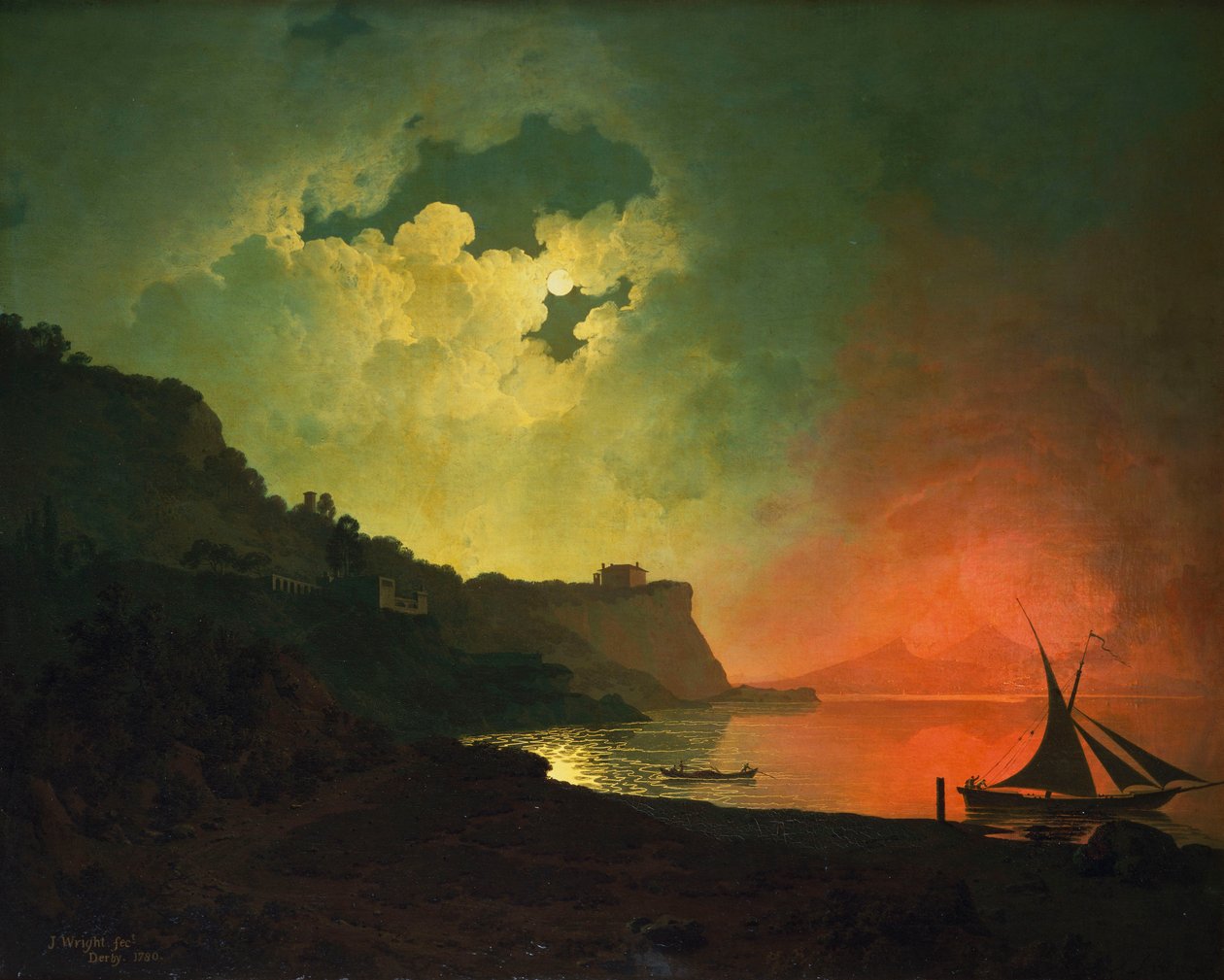 Vesuv fra Posilipo af Joseph Wright of Derby