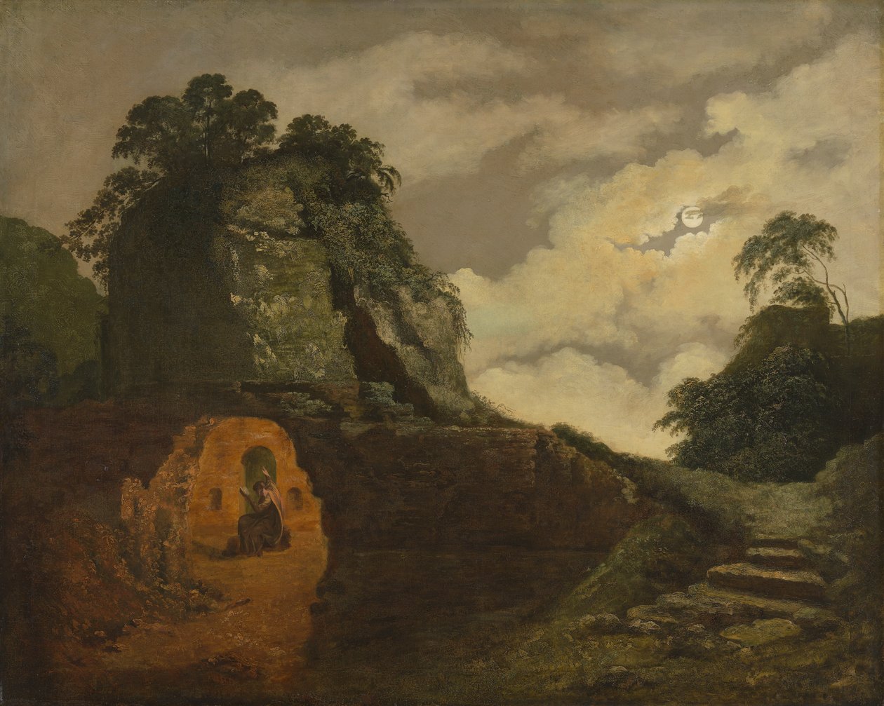 Virgils grav ved måneskin, med Silius Italicus af Joseph Wright of Derby