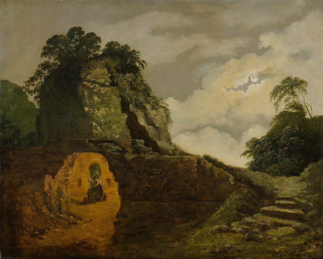 Vergils grav i måneskin, med Silius Italicus af Joseph Wright of Derby
