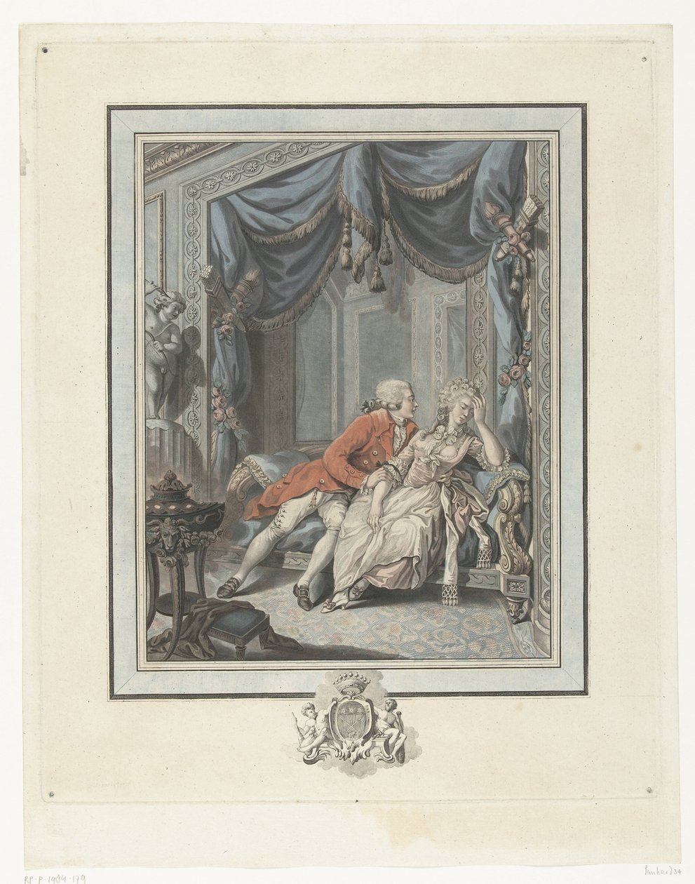 Ung mand forsøger at forføre en dame La return a la vertu af Joseph de Longueil