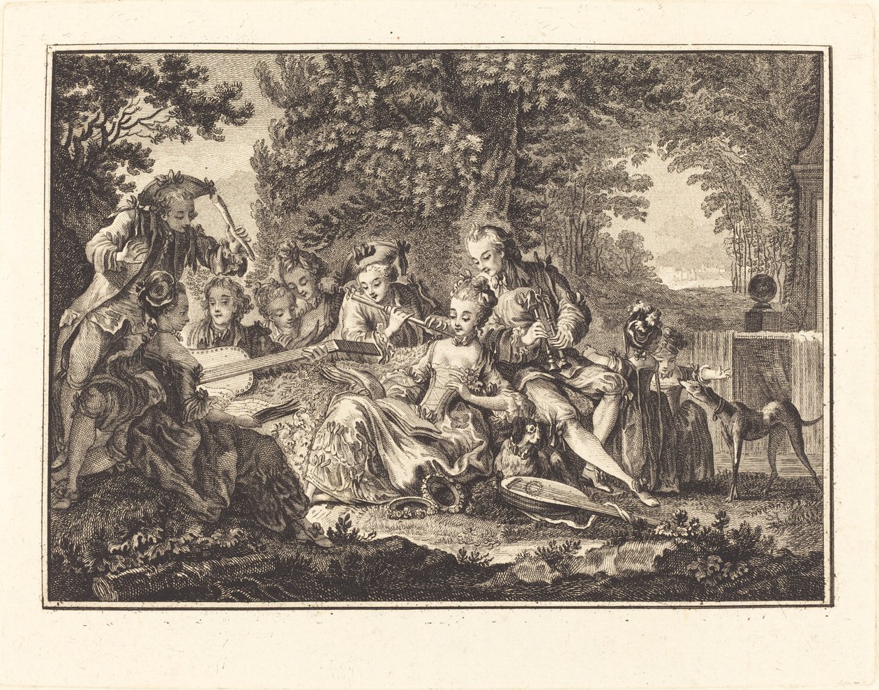 Landdistriktskoncert af Joseph de Longueil after Charles Eisen
