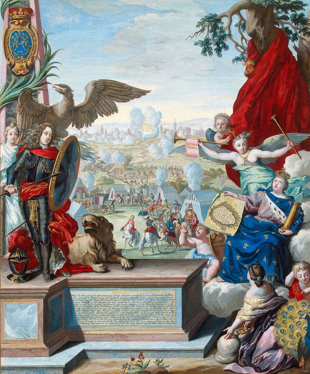 Erobringen af fæstningen Douai af de allierede tropper i 1710, begyndelsen af det 18. århundrede. af Joseph de Montalegre