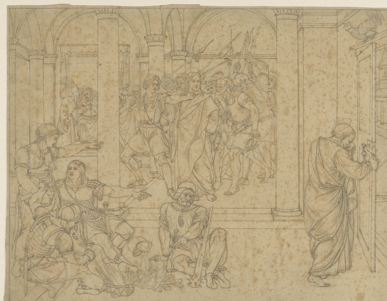 Peter Denies Christ, Præsenteret i Retsbygningens Sal af Joseph von Fuhrich