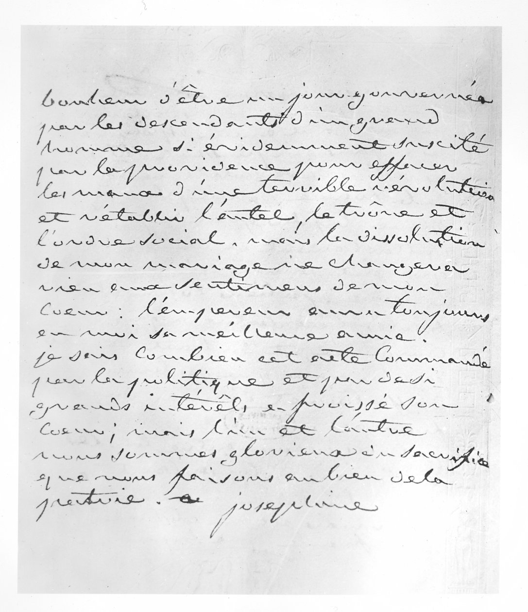 Brev fra kejserinde Josephine, der gav sit samtykke til annulleringen af hendes ægteskab med Napoleon, 1809 af Josephine de Beauharnais