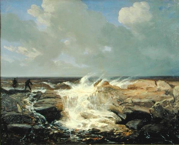 Squally Weather nær Boulogne (olie på lærred) af Josephine Bowes
