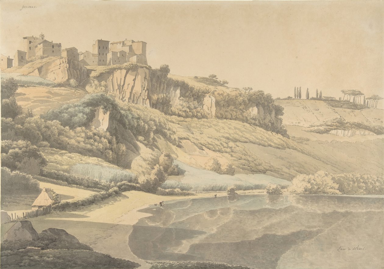 Genzano og Lake Nemi, begyndelsen af det 19. århundrede. af Josephus Augustus Knip