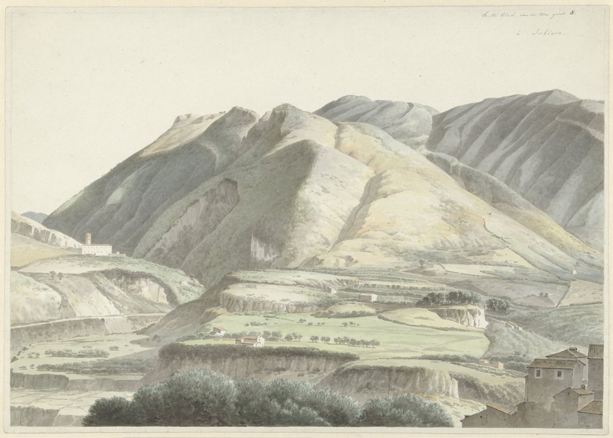 Italiensk landskab ved Subiaco af Josephus Augustus Knip