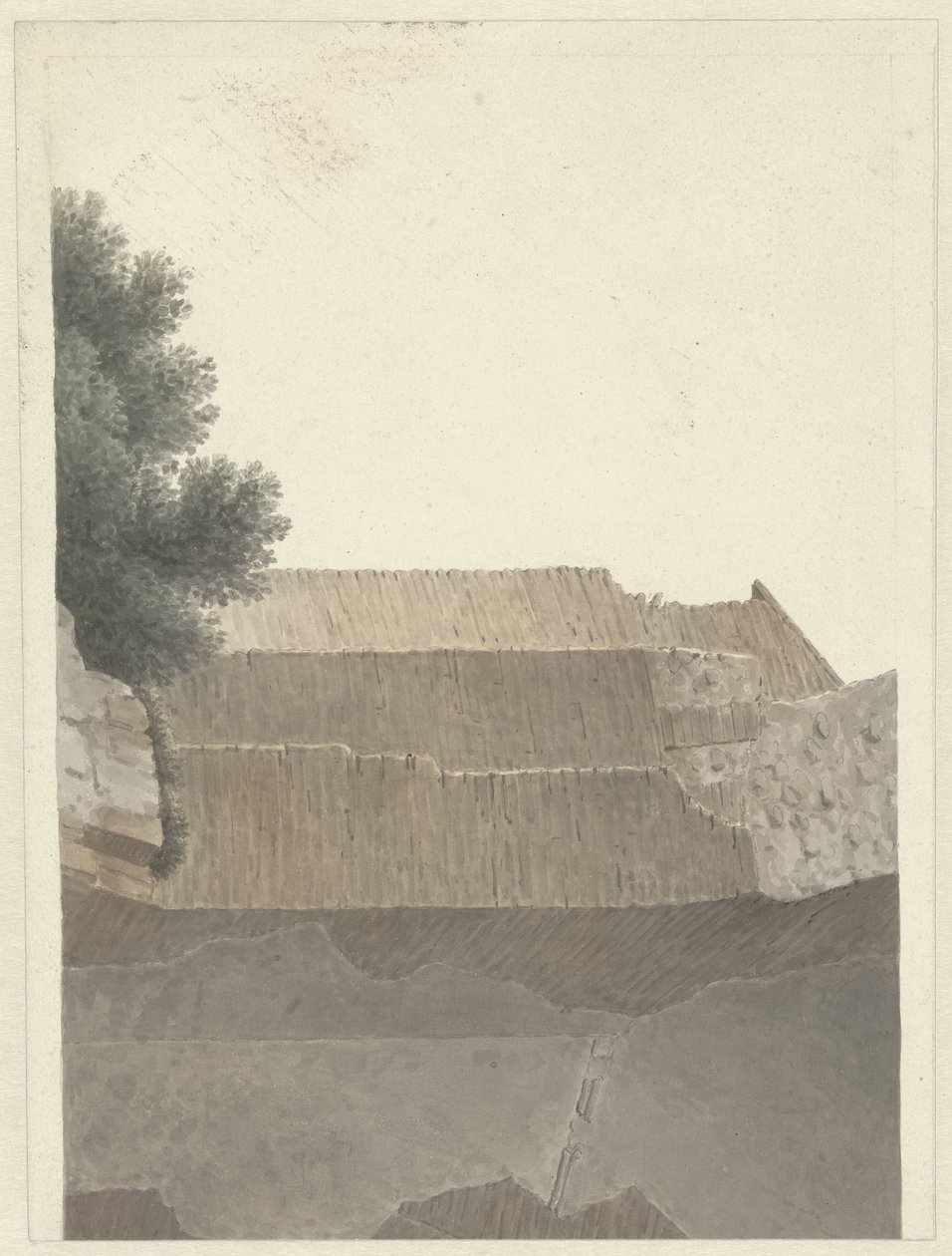 En del af hvælvingen i Minerva Medica-templet i Rom Sektion af murværket af Minerva Medica-templet i Rom af Josephus Augustus Knip