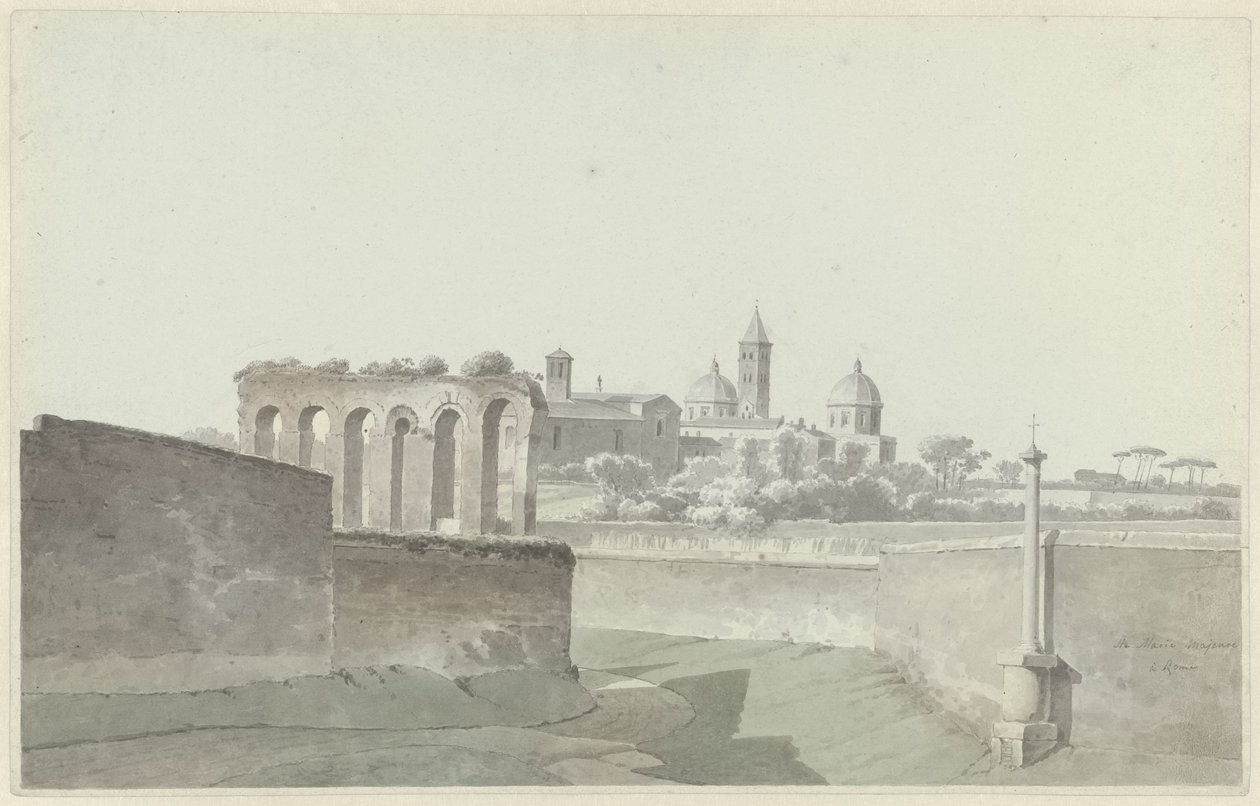 Basilikaen Santa Maria Maggiore i Rom Gezicht op Sa. Maria Maggiore, Rom af Josephus Augustus Knip