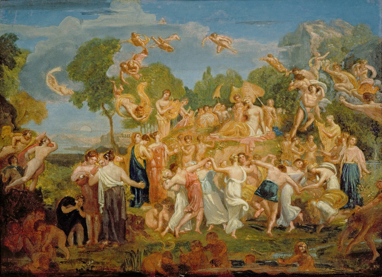 An Arcadian Revel (olie på papir) af Joshua Cristall