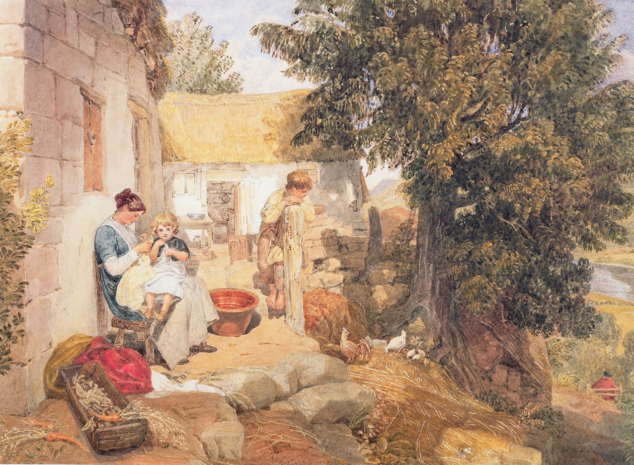 Hytter nær Symonds Yat med landfigurer, 1825 af Joshua Cristall