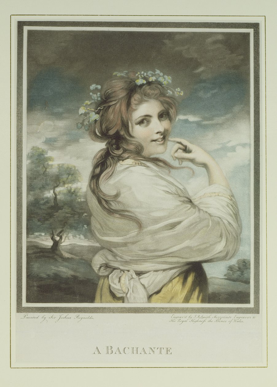 En Bachante, indgraveret og pub. af John Raphael Smith (1752-1812), 1784 (mezzotintgravering) af Joshua Reynolds
