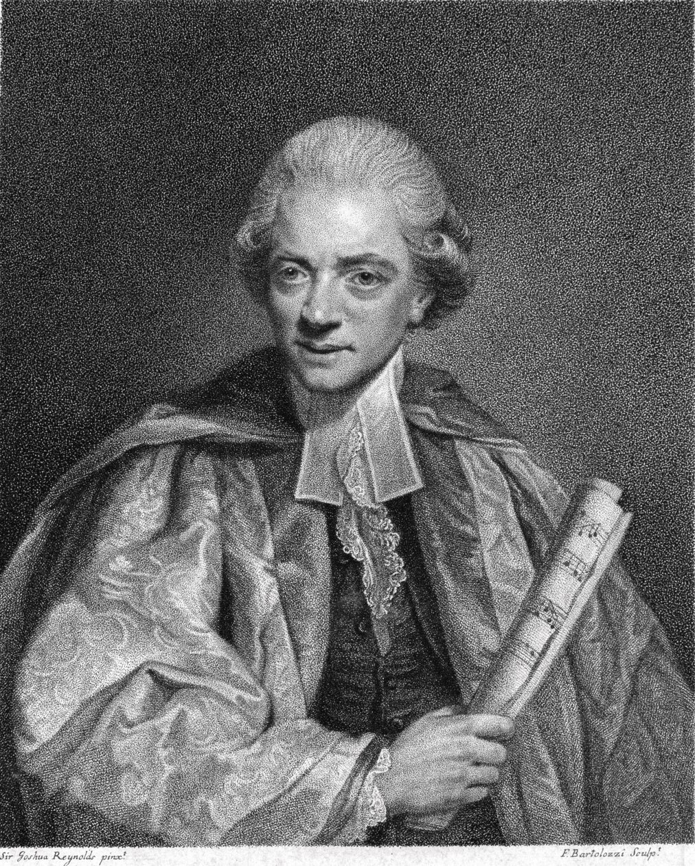Charles Burney (1726-1814), graveret af Francesco Bartolozzi (1727-1815), udgivet i 1784 af Joshua Reynolds