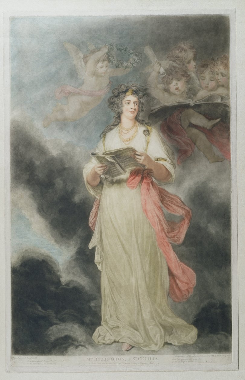 Elizabeth Billington (1768-1818) som St. Cecilia, indgraveret af James Ward (1769-1859), 1803 af Joshua Reynolds