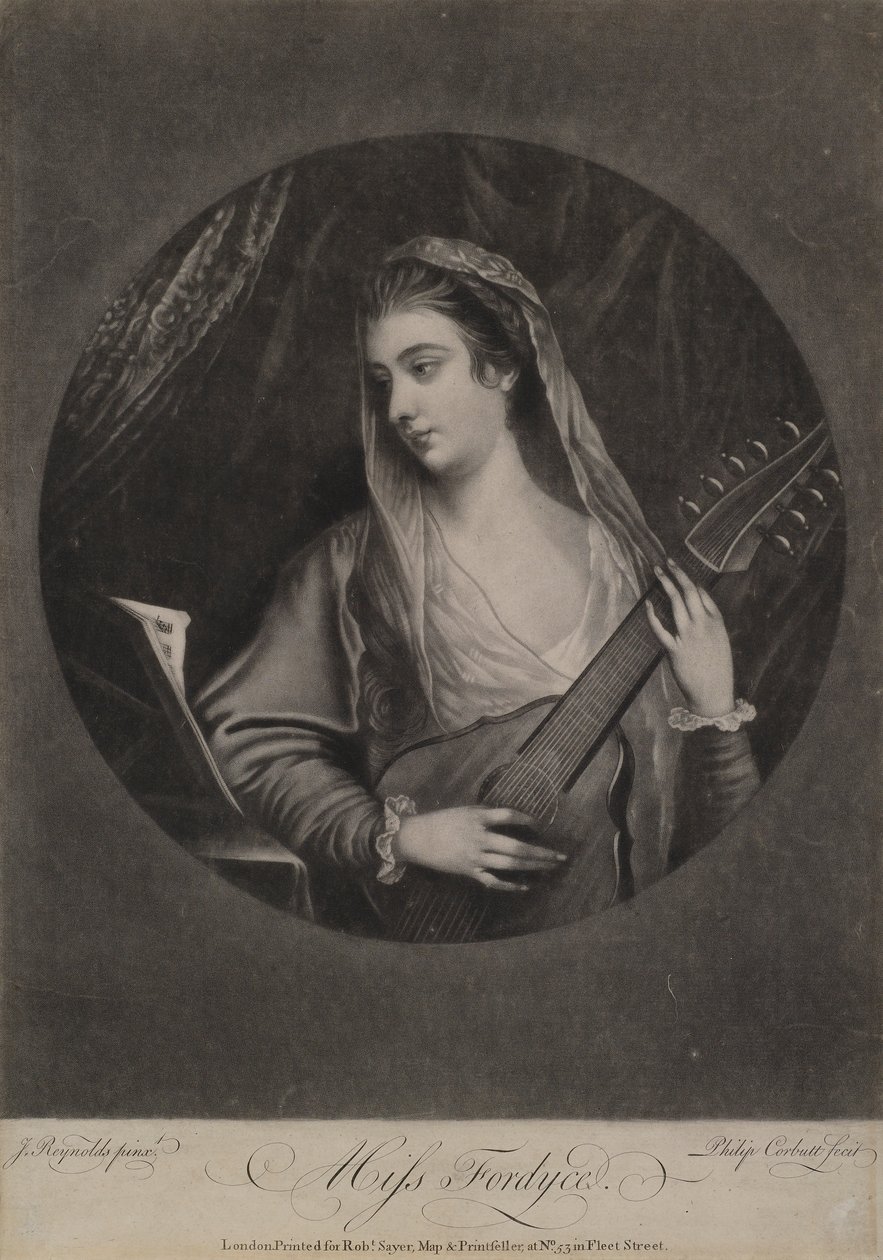 Miss Fordyce, graveret af Richard Purcell (alias Charles eller Philip Corbutt, fl.1746-66), ca. 1770 (mezzotint) af Joshua Reynolds