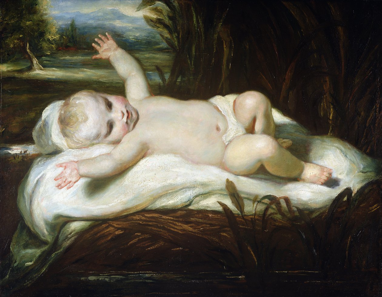 Moses in the Bulrushes (olie på uforet lærred) af Joshua Reynolds