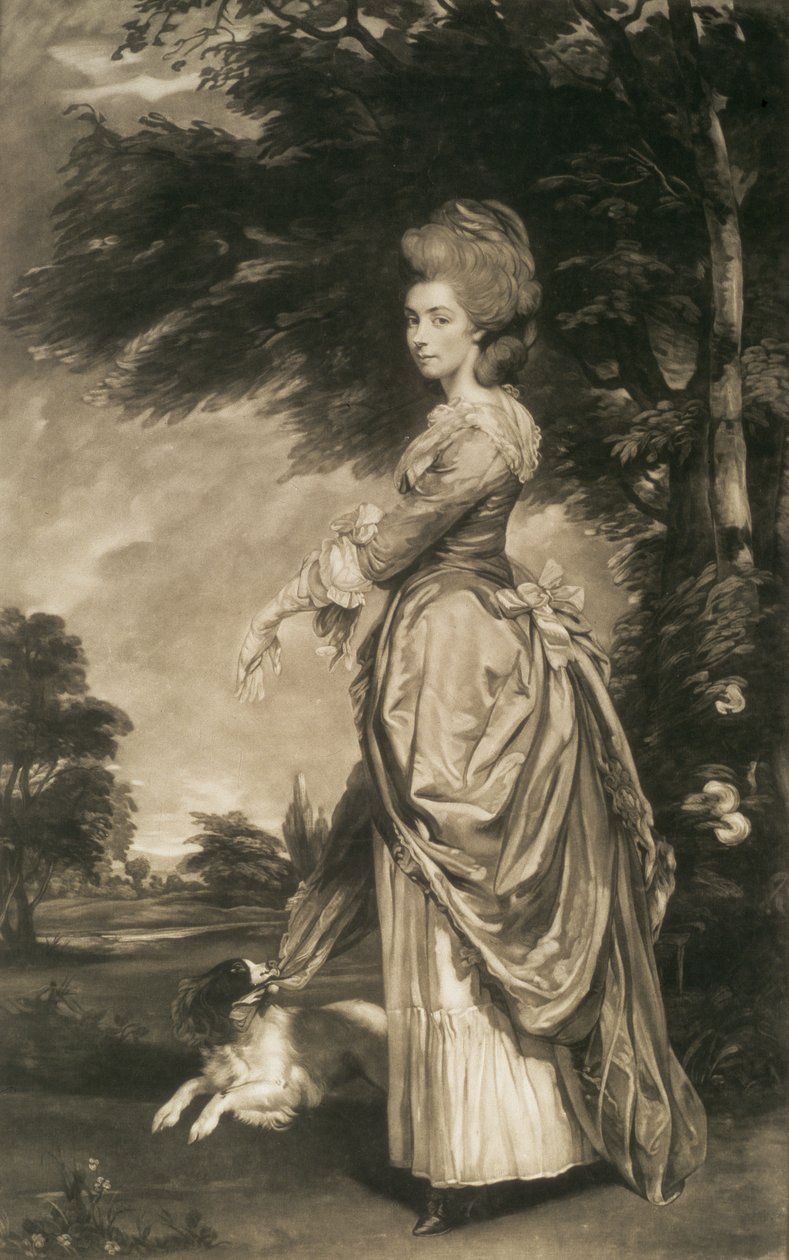 Portræt af Emily Mary, grevinde af Salisbury (1750-1835), indgraveret af Valentine Green (1739-1813), 1781 (mezzotint) af Joshua Reynolds