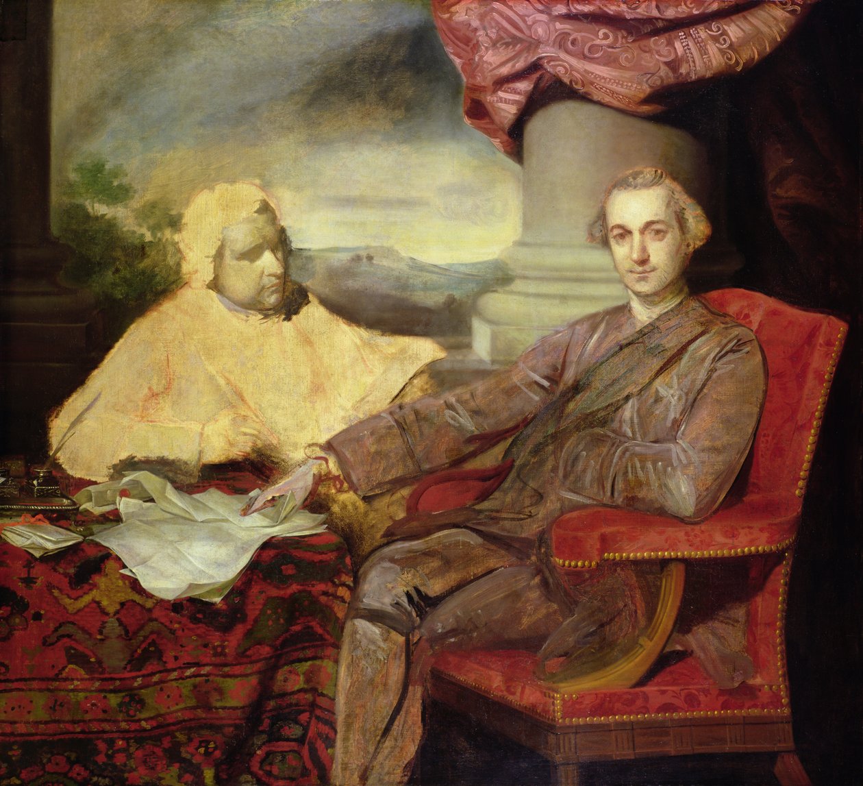 Portræt af Lord Rockingham (1730-82) og Edmund Burke (1729-97) ca. 1766 af Joshua Reynolds