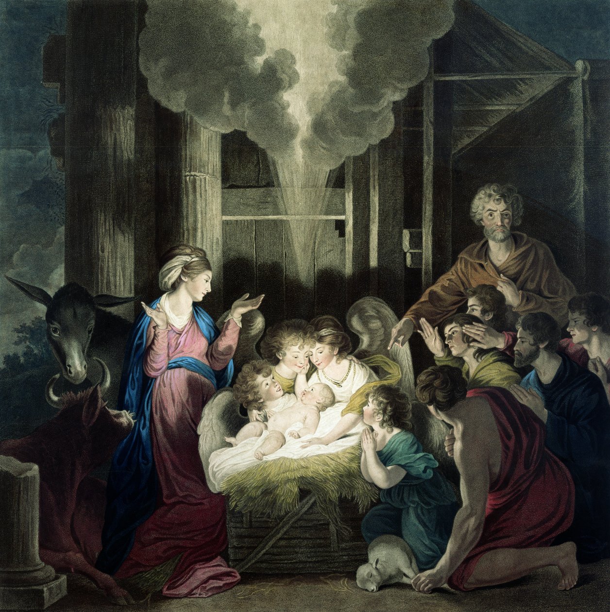 Fødselen, indgraveret af G.S. og S.G. Facius, 1785 af Joshua Reynolds