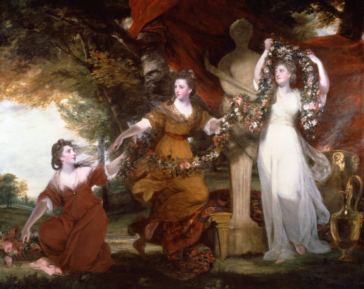 Tre damer, der pryder en hymne af Joshua Reynolds