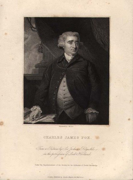 Charles James Fox (1749-1806), graveret af John William Cook (gravering) af Joshua (after) Reynolds