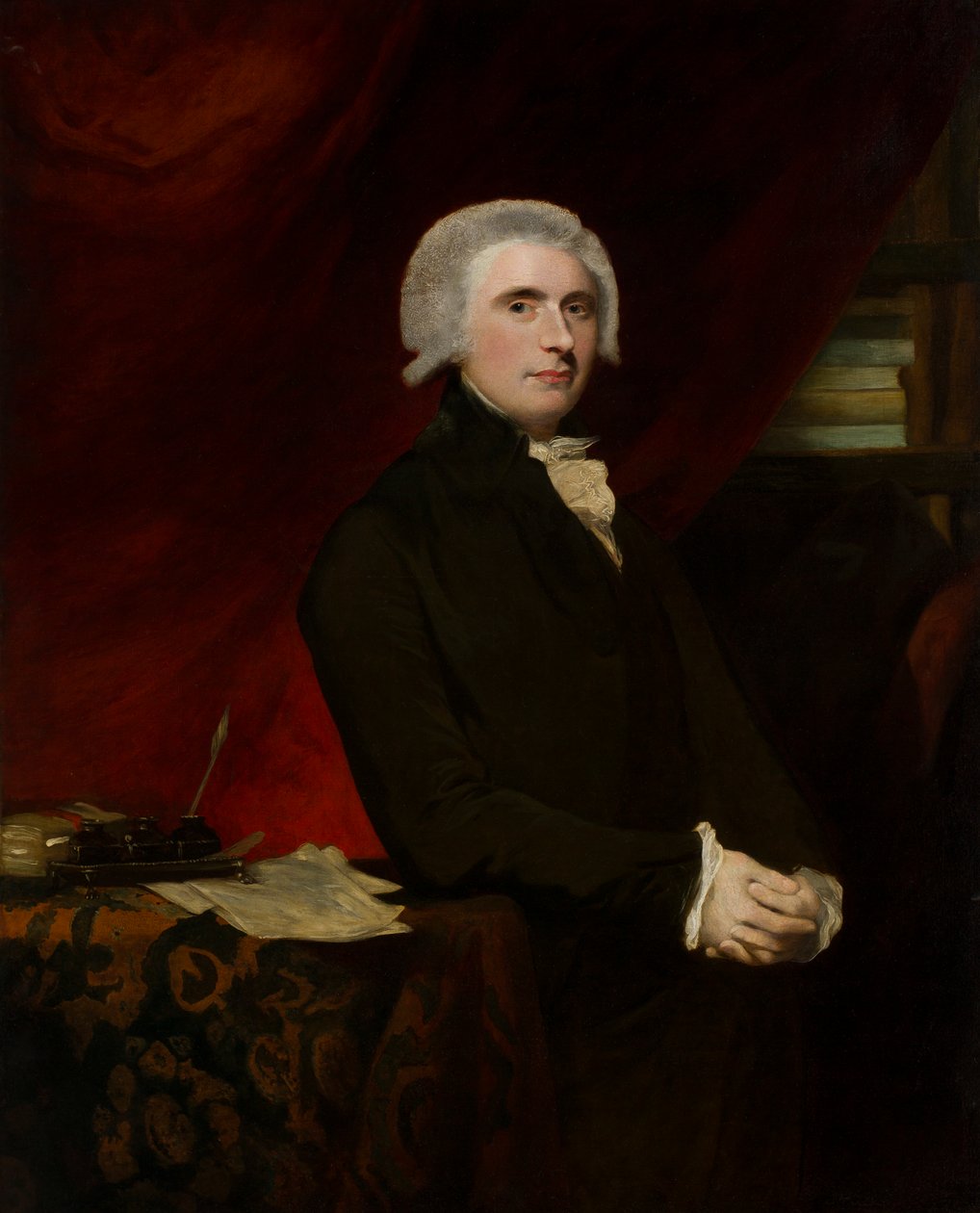 Portræt af Thomas, Lord Erskine (1750-1823) i hans bibliotek (olie på lærred) af Joshua (circle of) Reynolds