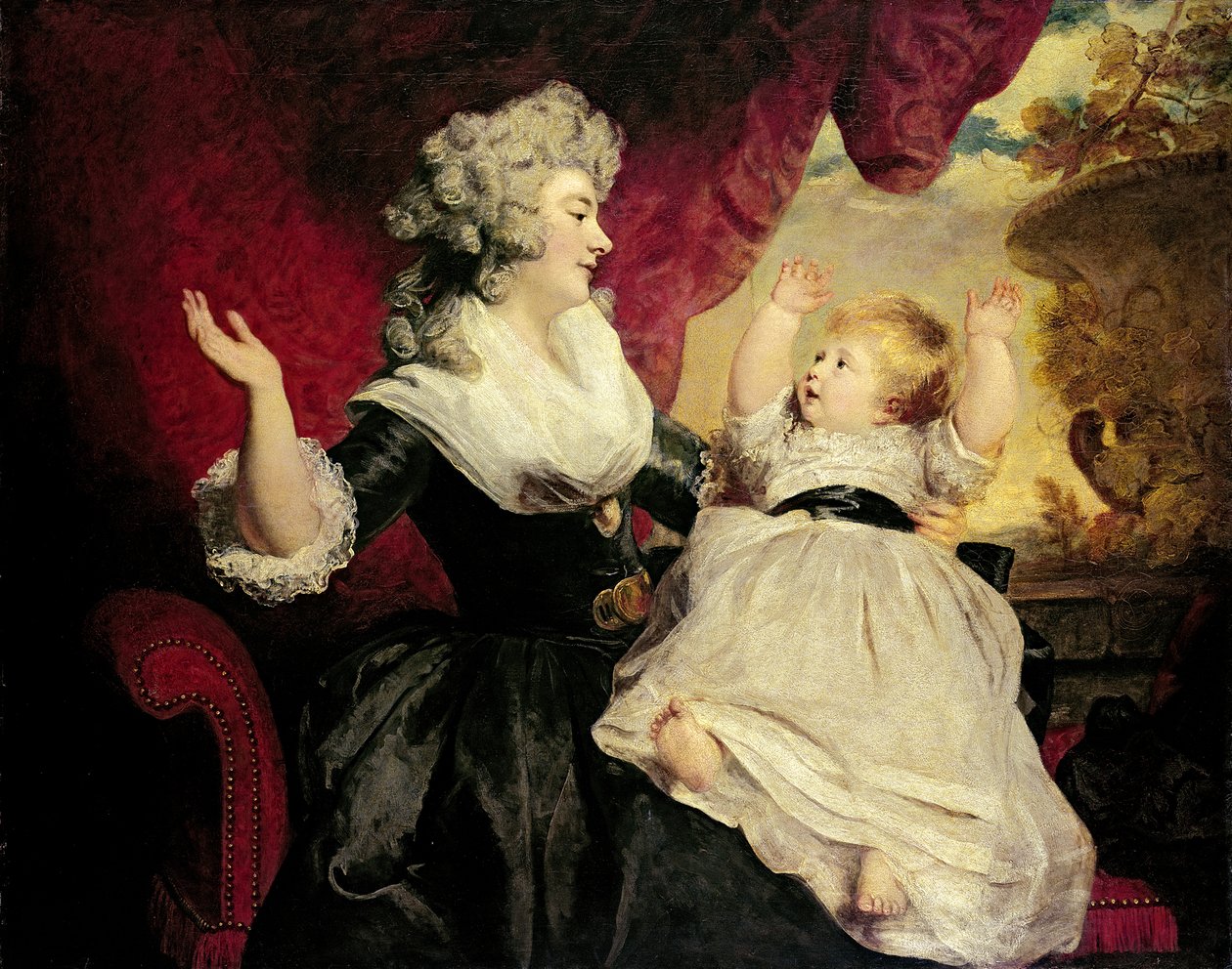 Georgiana, hertuginde af Devonshire med sin spæde datter Lady Georgiana Cavendish (olie på lærred) af Joshua Reynolds