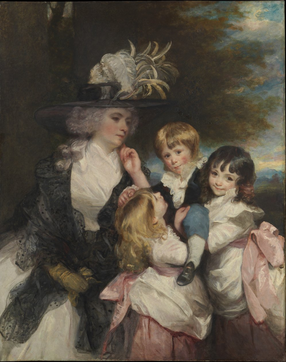 Lady Smith Charlotte Delaval og hendes børn George Henry, Louisa og Charlotte, 1787. af Joshua Reynolds