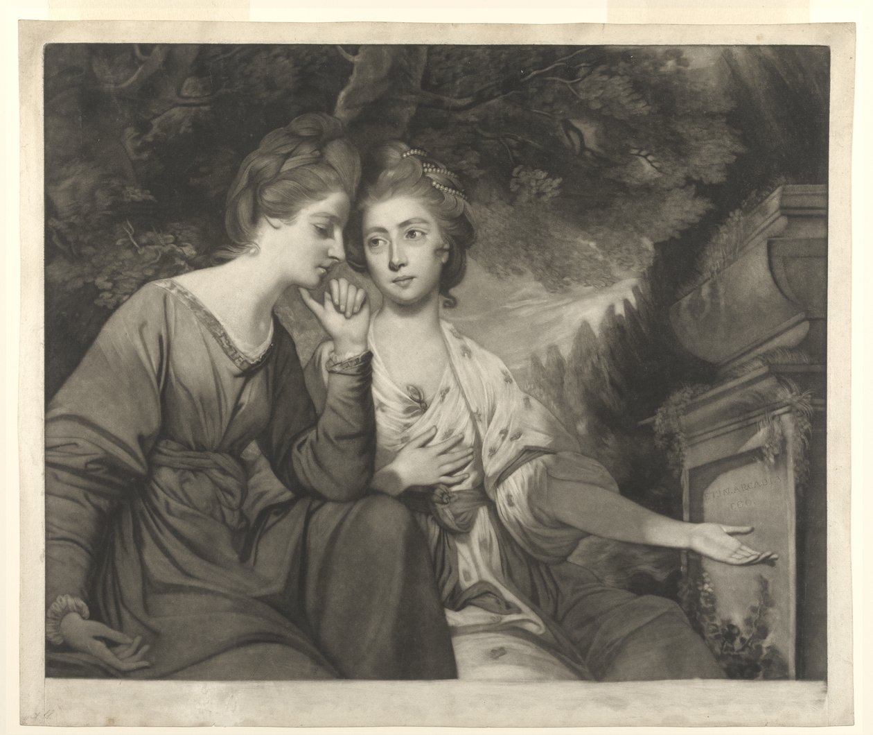 Mrs. Harriet Bouverie og Mrs. Frances Ann Crewe, graveret af Giuseppe Marchi, 1770 af Joshua Reynolds