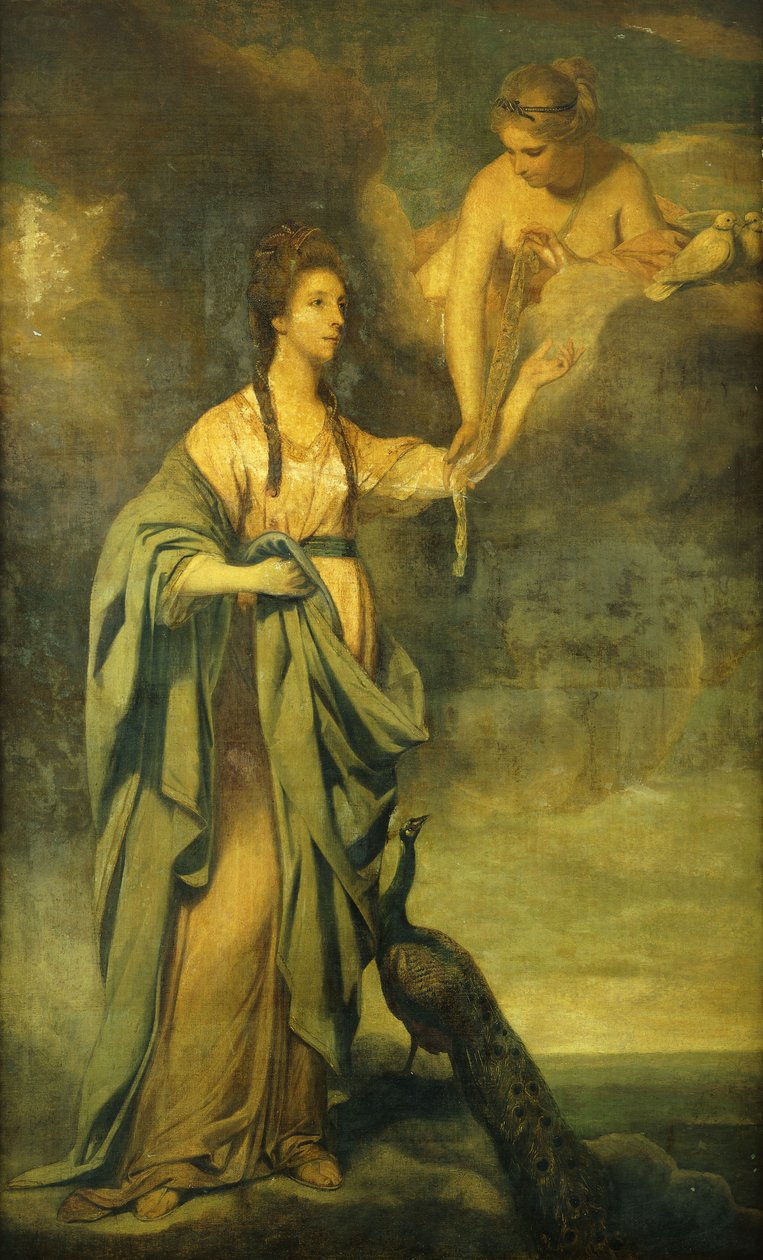 Portræt af Annabella, Lady Blake som "Juno Receiving the Cestus from Venus", ca. 1769 af Joshua Reynolds